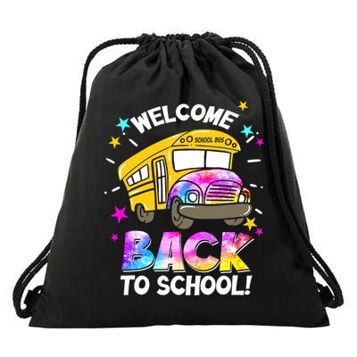 Welcome Back To School Funny School Bus Driver Drawstring Bag