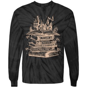 Wizard Bookshop Twosided Wizard Castle Book Tie-Dye Long Sleeve Shirt