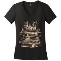 Wizard Bookshop Twosided Wizard Castle Book Women's V-Neck T-Shirt