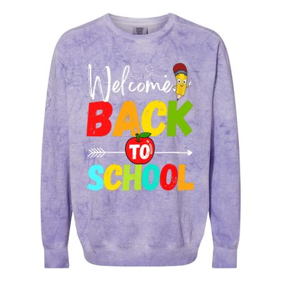 Welcome Back to School 2022 Cute Teachers Students First Day Colorblast Crewneck Sweatshirt