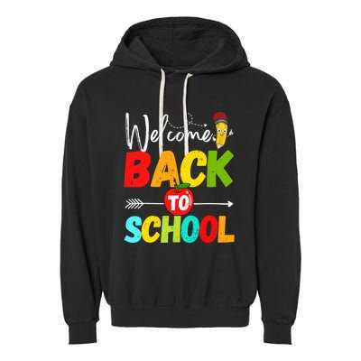 Welcome Back to School 2022 Cute Teachers Students First Day Garment-Dyed Fleece Hoodie