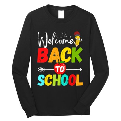 Welcome Back to School 2022 Cute Teachers Students First Day Long Sleeve Shirt