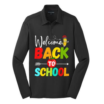 Welcome Back to School 2022 Cute Teachers Students First Day Silk Touch Performance Long Sleeve Polo