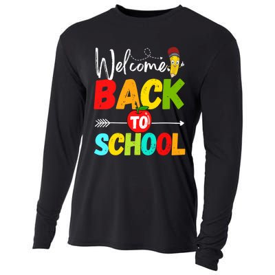 Welcome Back to School 2022 Cute Teachers Students First Day Cooling Performance Long Sleeve Crew