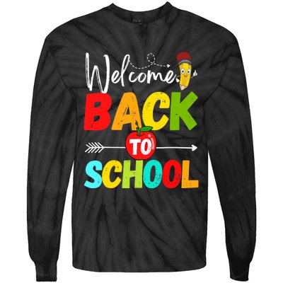 Welcome Back to School 2022 Cute Teachers Students First Day Tie-Dye Long Sleeve Shirt