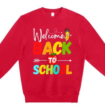 Welcome Back to School 2022 Cute Teachers Students First Day Premium Crewneck Sweatshirt