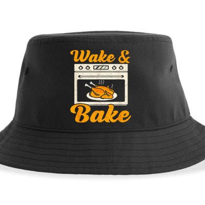 Wake Bake Turkey Feast Meal Dinner Chef Funny Thanksgiving Sustainable Bucket Hat