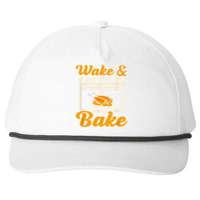 Wake Bake Turkey Feast Meal Dinner Chef Funny Thanksgiving Snapback Five-Panel Rope Hat