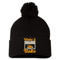 Wake Bake Turkey Feast Meal Dinner Chef Funny Thanksgiving Pom Pom 12in Knit Beanie