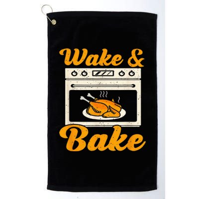 Wake Bake Turkey Feast Meal Dinner Chef Funny Thanksgiving Platinum Collection Golf Towel