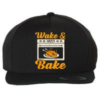 Wake Bake Turkey Feast Meal Dinner Chef Funny Thanksgiving Wool Snapback Cap