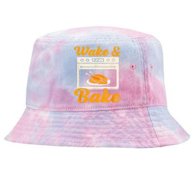 Wake Bake Turkey Feast Meal Dinner Chef Funny Thanksgiving Tie-Dyed Bucket Hat