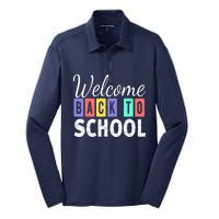 Welcome Back To School First Day of School Teachers Silk Touch Performance Long Sleeve Polo