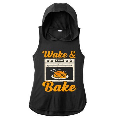 Wake Bake Turkey Feast Meal Dinner Chef Ladies PosiCharge Tri-Blend Wicking Draft Hoodie Tank