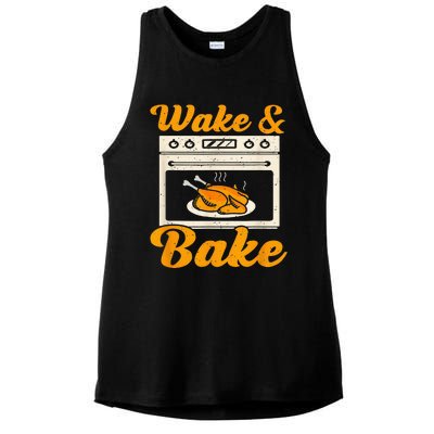 Wake Bake Turkey Feast Meal Dinner Chef Ladies PosiCharge Tri-Blend Wicking Tank