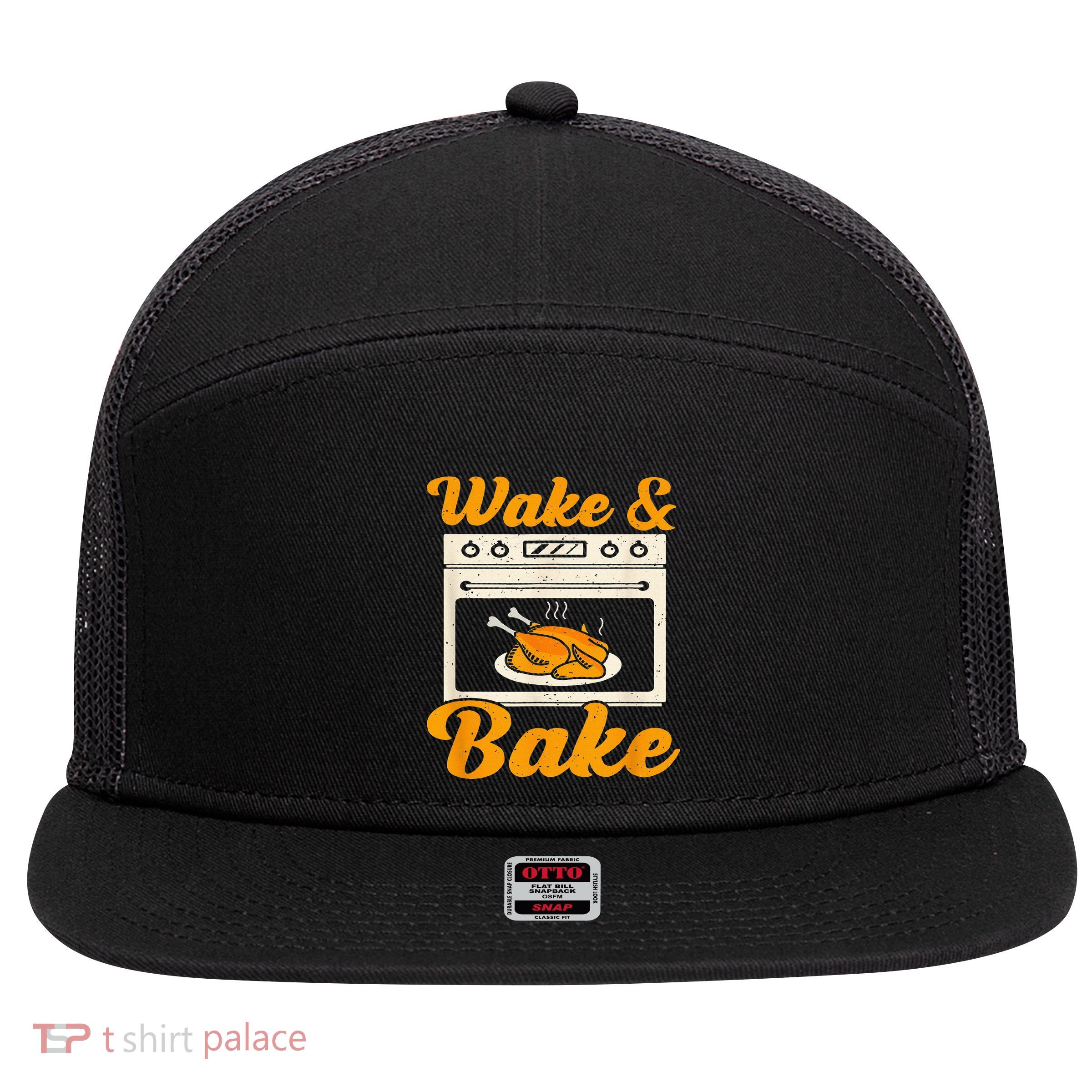 Wake Bake Turkey Feast Meal Dinner Chef 7 Panel Mesh Trucker Snapback Hat