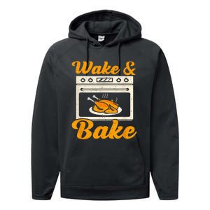 Wake Bake Turkey Feast Meal Dinner Chef Performance Fleece Hoodie