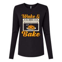 Wake Bake Turkey Feast Meal Dinner Chef Womens Cotton Relaxed Long Sleeve T-Shirt