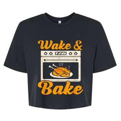 Wake Bake Turkey Feast Meal Dinner Chef Bella+Canvas Jersey Crop Tee