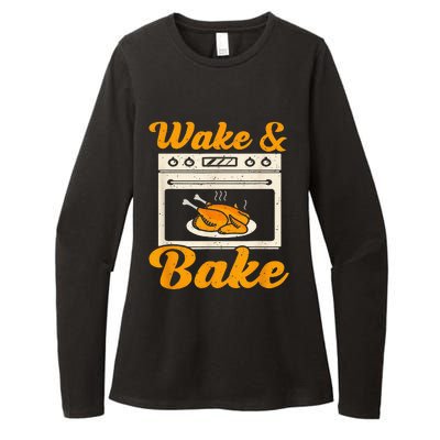 Wake Bake Turkey Feast Meal Dinner Chef Womens CVC Long Sleeve Shirt