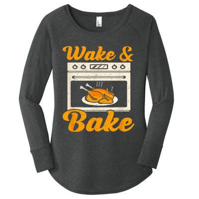 Wake Bake Turkey Feast Meal Dinner Chef Women's Perfect Tri Tunic Long Sleeve Shirt