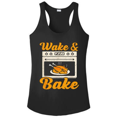 Wake Bake Turkey Feast Meal Dinner Chef Ladies PosiCharge Competitor Racerback Tank