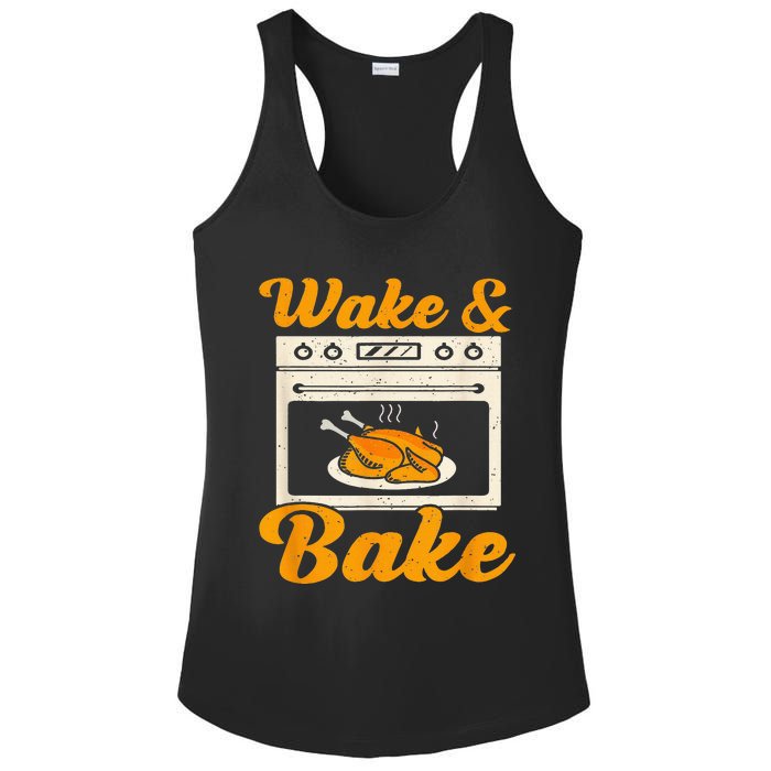 Wake Bake Turkey Feast Meal Dinner Chef Ladies PosiCharge Competitor Racerback Tank