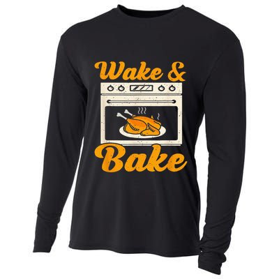 Wake Bake Turkey Feast Meal Dinner Chef Cooling Performance Long Sleeve Crew