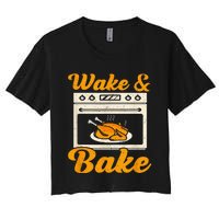 Wake Bake Turkey Feast Meal Dinner Chef Women's Crop Top Tee