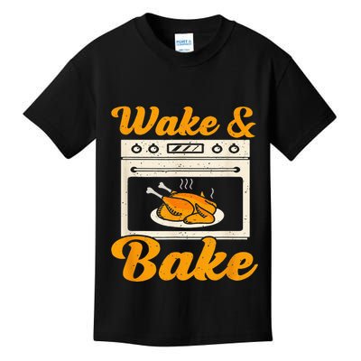 Wake Bake Turkey Feast Meal Dinner Chef Kids T-Shirt