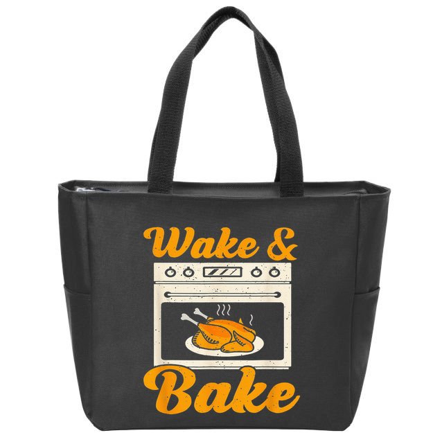 Wake Bake Turkey Feast Meal Dinner Chef Zip Tote Bag