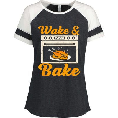 Wake Bake Turkey Feast Meal Dinner Chef Enza Ladies Jersey Colorblock Tee