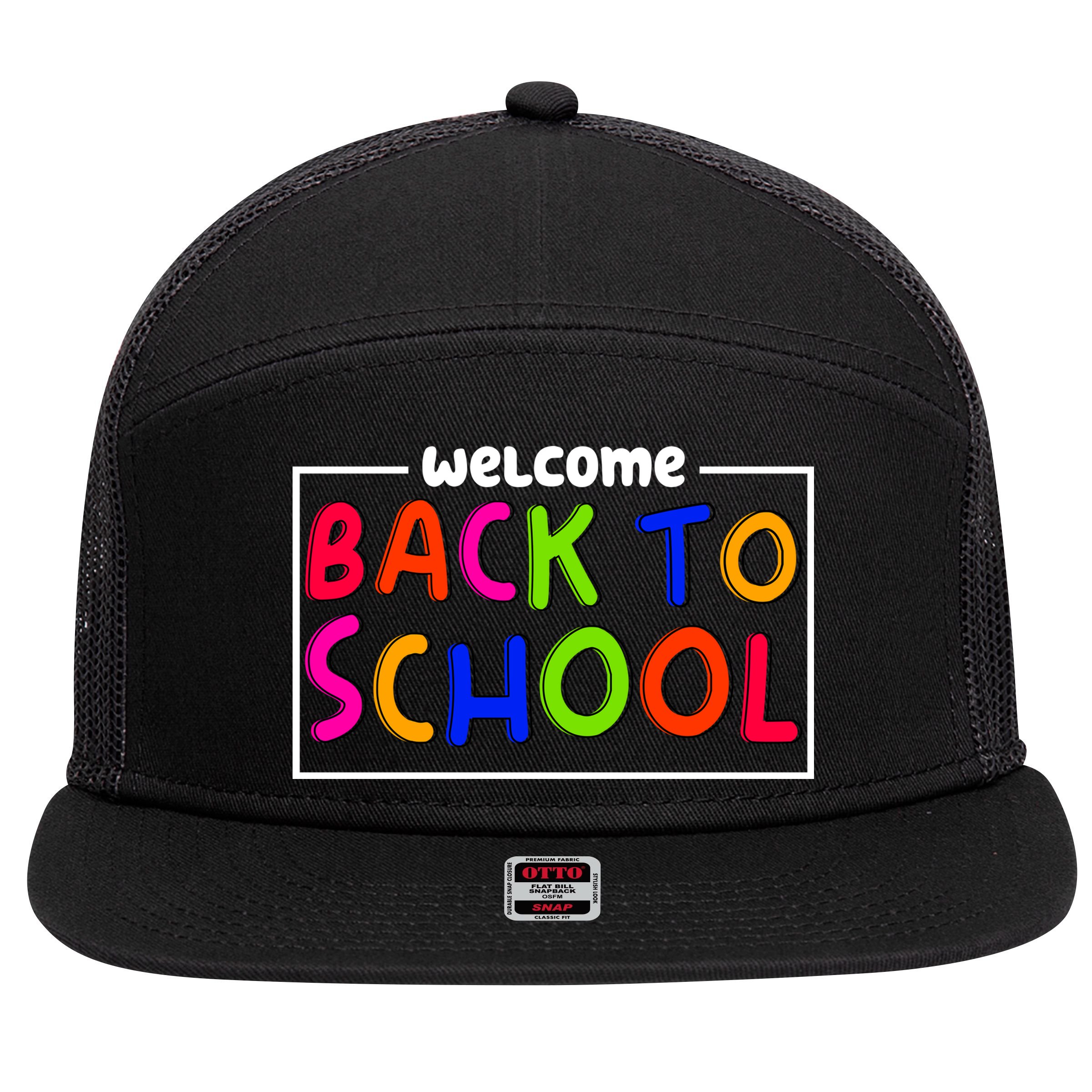 Welcome Back To School 7 Panel Mesh Trucker Snapback Hat