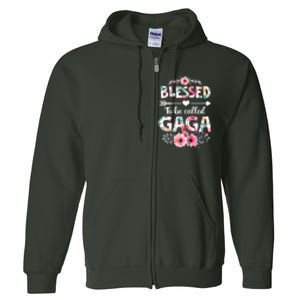 Womens Blessed To Be Called Gaga Shirt Funny Gaga Mother's Day Full Zip Hoodie