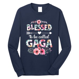 Womens Blessed To Be Called Gaga Shirt Funny Gaga Mother's Day Long Sleeve Shirt