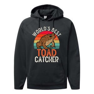 Worlds Best Toad Catcher Funny Amphibian Toad Performance Fleece Hoodie