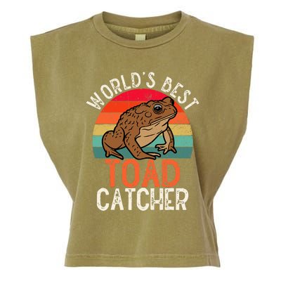 Worlds Best Toad Catcher Funny Amphibian Toad Garment-Dyed Women's Muscle Tee