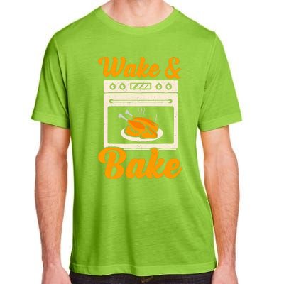 Wake Bake Turkey Feast Meal Dinner Chef Funny Thanksgiving Adult ChromaSoft Performance T-Shirt