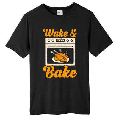 Wake Bake Turkey Feast Meal Dinner Chef Funny Thanksgiving Tall Fusion ChromaSoft Performance T-Shirt