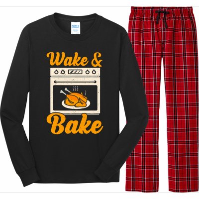 Wake Bake Turkey Feast Meal Dinner Chef Funny Thanksgiving Long Sleeve Pajama Set