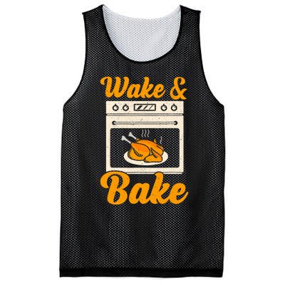 Wake Bake Turkey Feast Meal Dinner Chef Funny Thanksgiving Mesh Reversible Basketball Jersey Tank