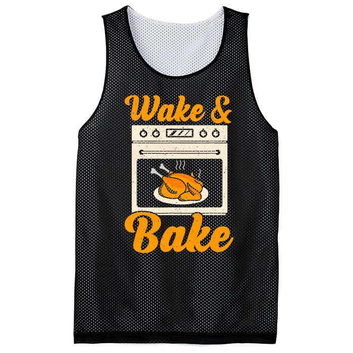 Wake Bake Turkey Feast Meal Dinner Chef Funny Thanksgiving Mesh Reversible Basketball Jersey Tank