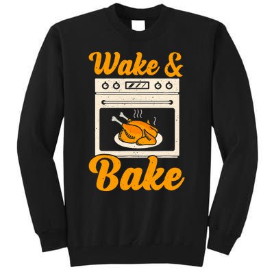 Wake Bake Turkey Feast Meal Dinner Chef Funny Thanksgiving Tall Sweatshirt