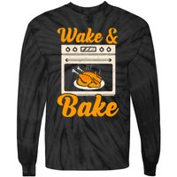 Wake Bake Turkey Feast Meal Dinner Chef Funny Thanksgiving Tie-Dye Long Sleeve Shirt