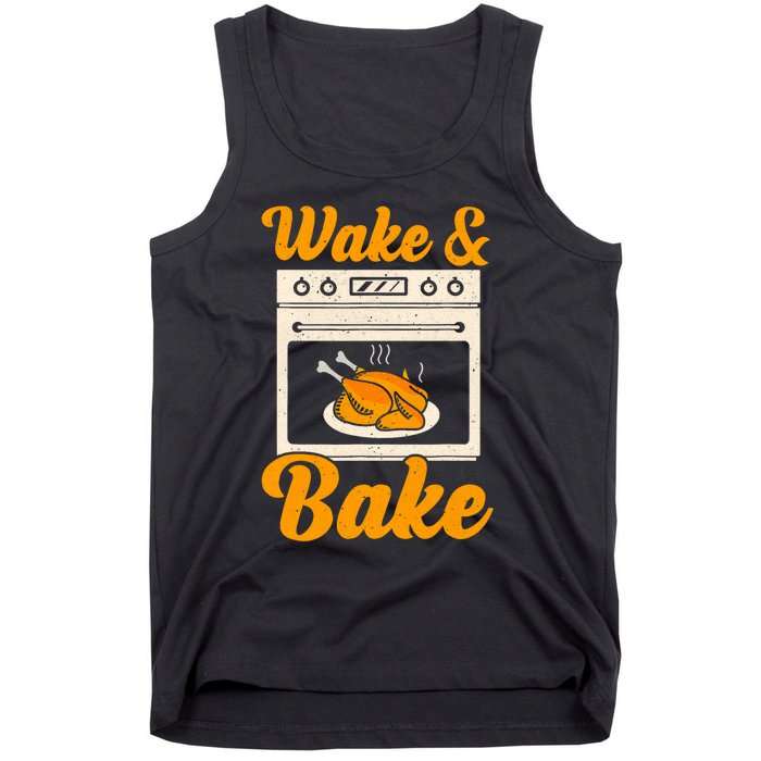 Wake Bake Turkey Feast Meal Dinner Chef Funny Thanksgiving Tank Top