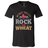 We Built This City On Rock And Wheat Or Board Game V-Neck T-Shirt