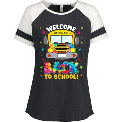 Welcome Back To School Funny Outfit School Bus Driver Enza Ladies Jersey Colorblock Tee