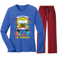 Welcome Back To School Funny Outfit School Bus Driver Women's Long Sleeve Flannel Pajama Set 