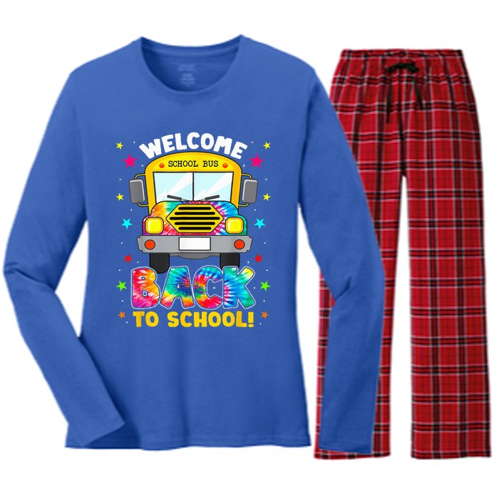 Welcome Back To School Funny Outfit School Bus Driver Women's Long Sleeve Flannel Pajama Set 