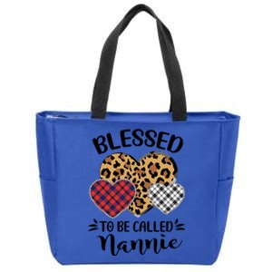 Wo Blessed To Be Called Nannie Cute Leopard Hearts Funny Gift Great Gift Zip Tote Bag